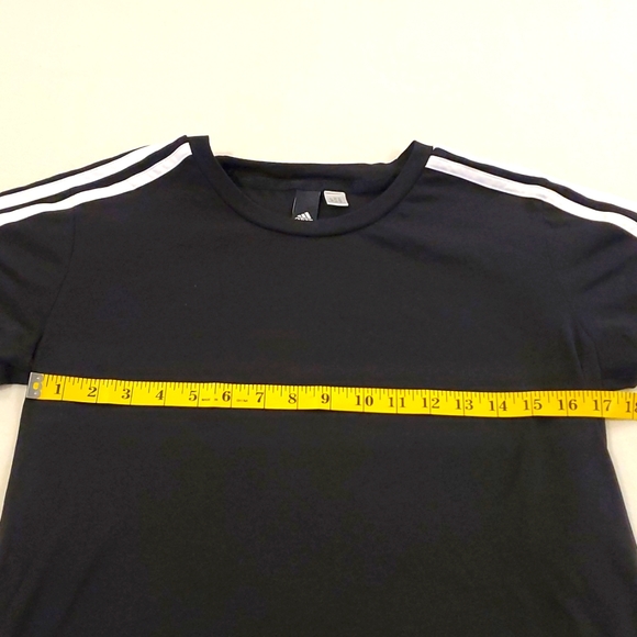 Black adidas Three Stripe Slim Tee - Picture 4 of 6